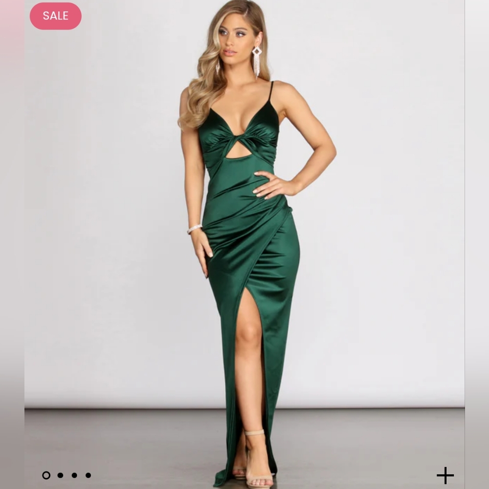 Windsor Stretch Satin Knot-Front Dress